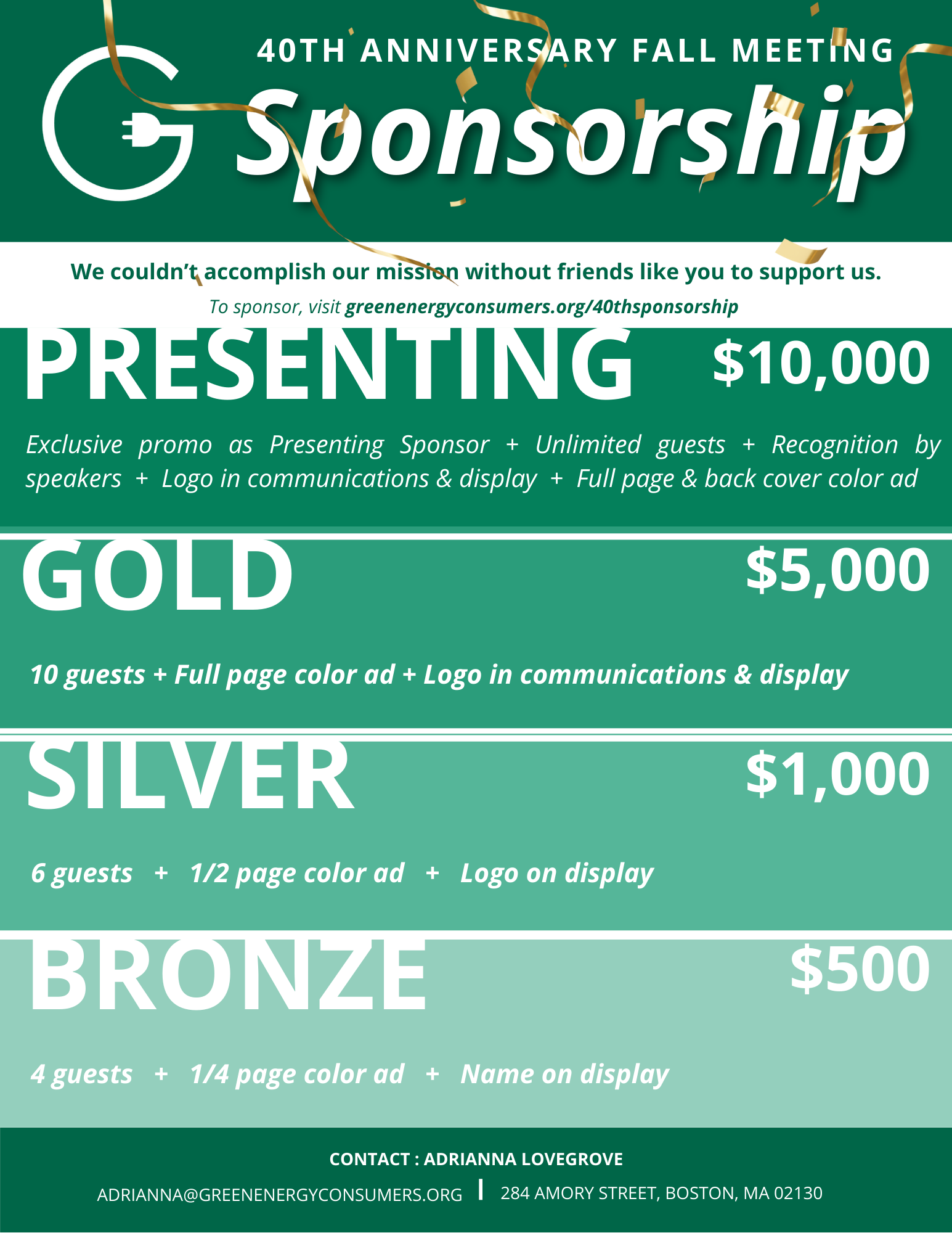 Sponsorship options