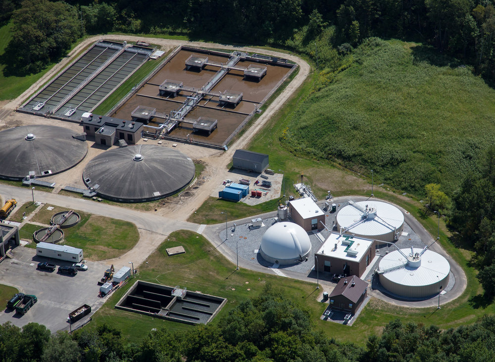 Aerial view of anaerobic digester in Lewiston