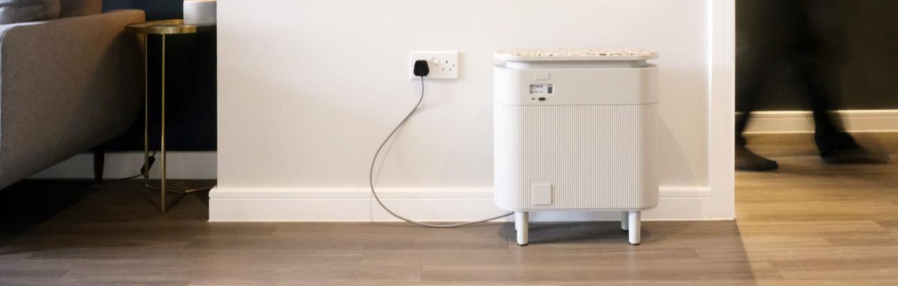 Plug-in solar inverter plugged into household outlet.