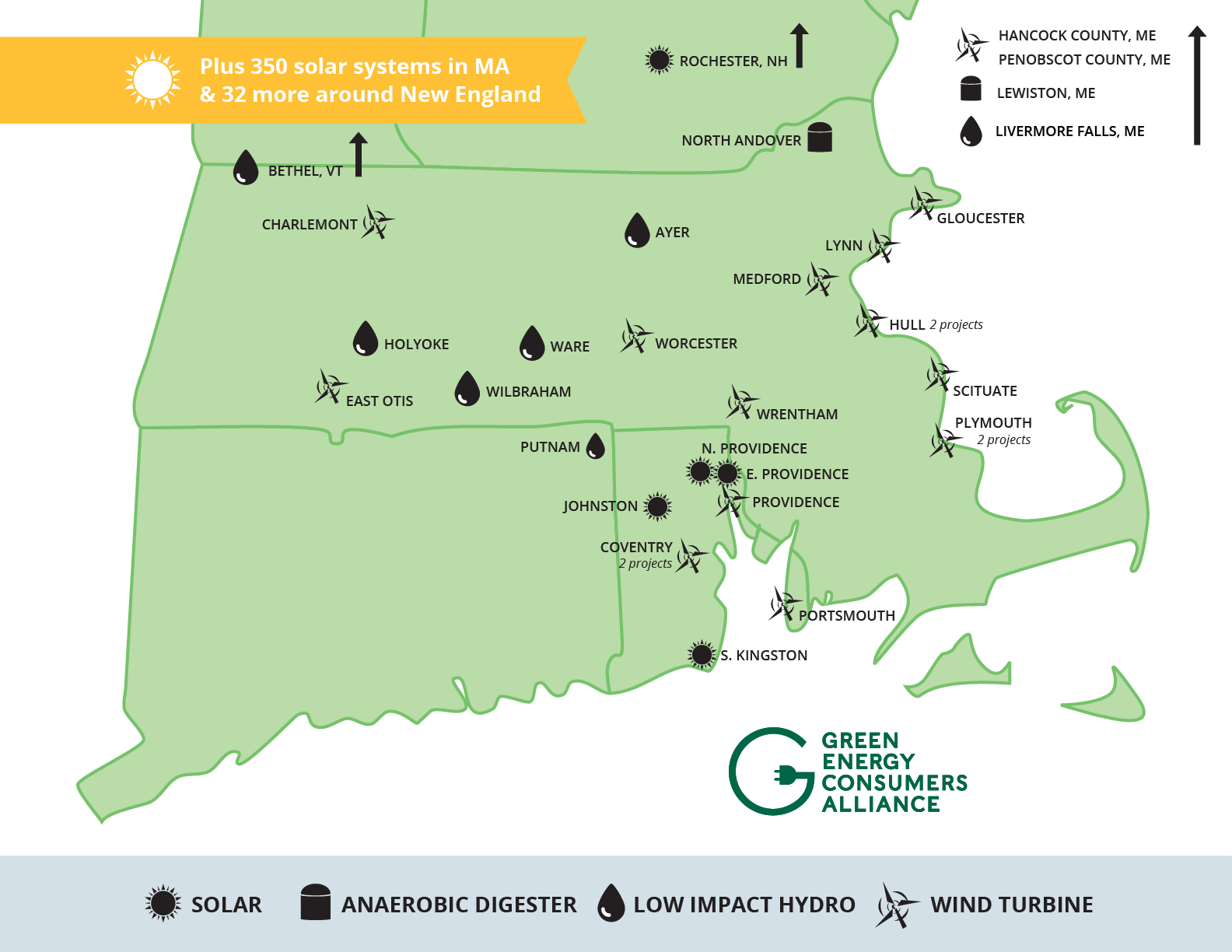 Map of clean energy that members support