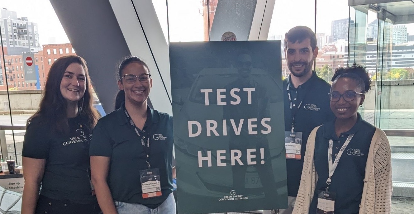Staff giving out test drives at the Mass Black Expo