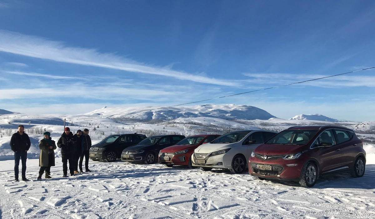 EVs lined up in snow