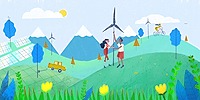 clean electricity town cartoon