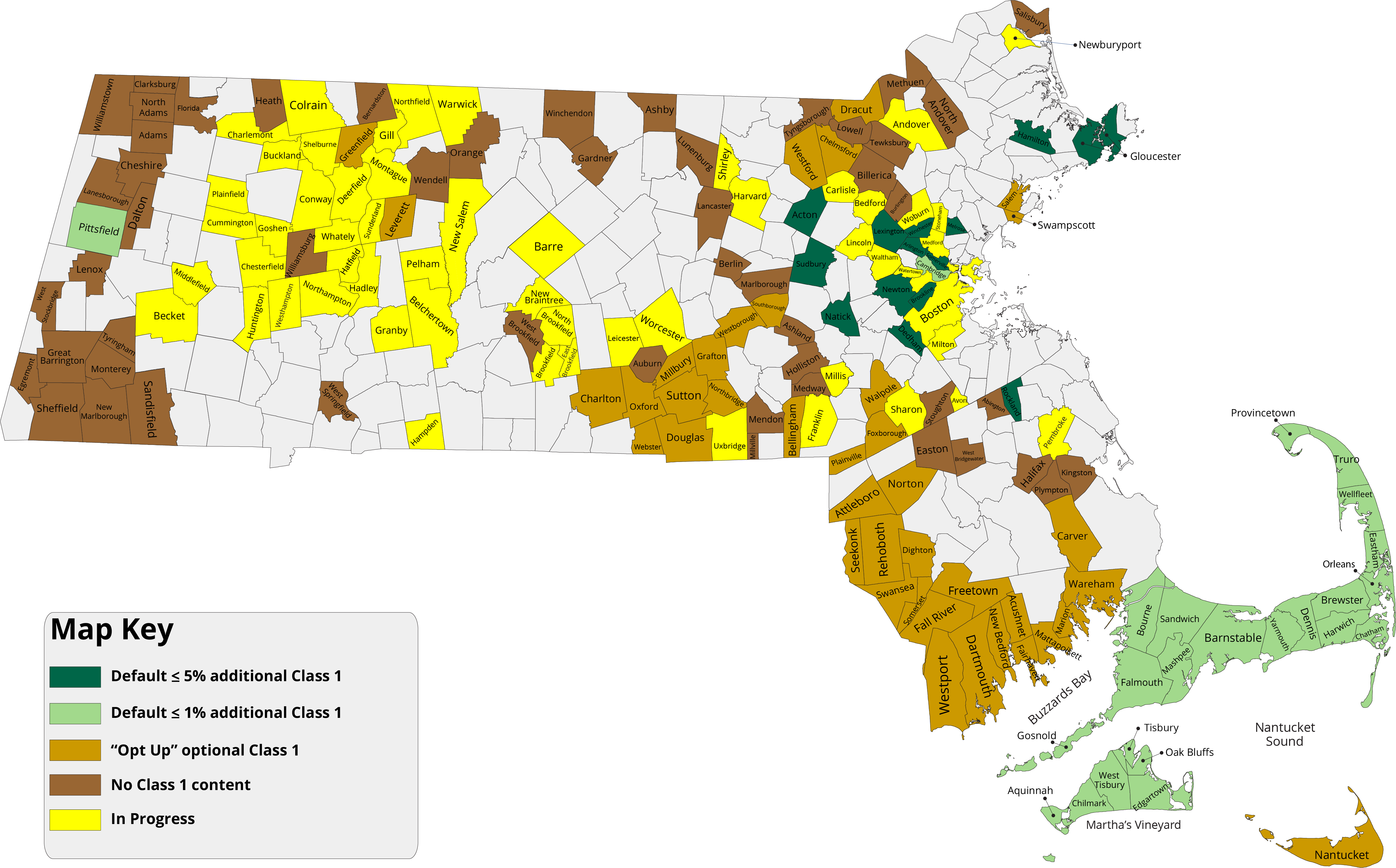 Massachusetts Map of Green Municipal Aggregation