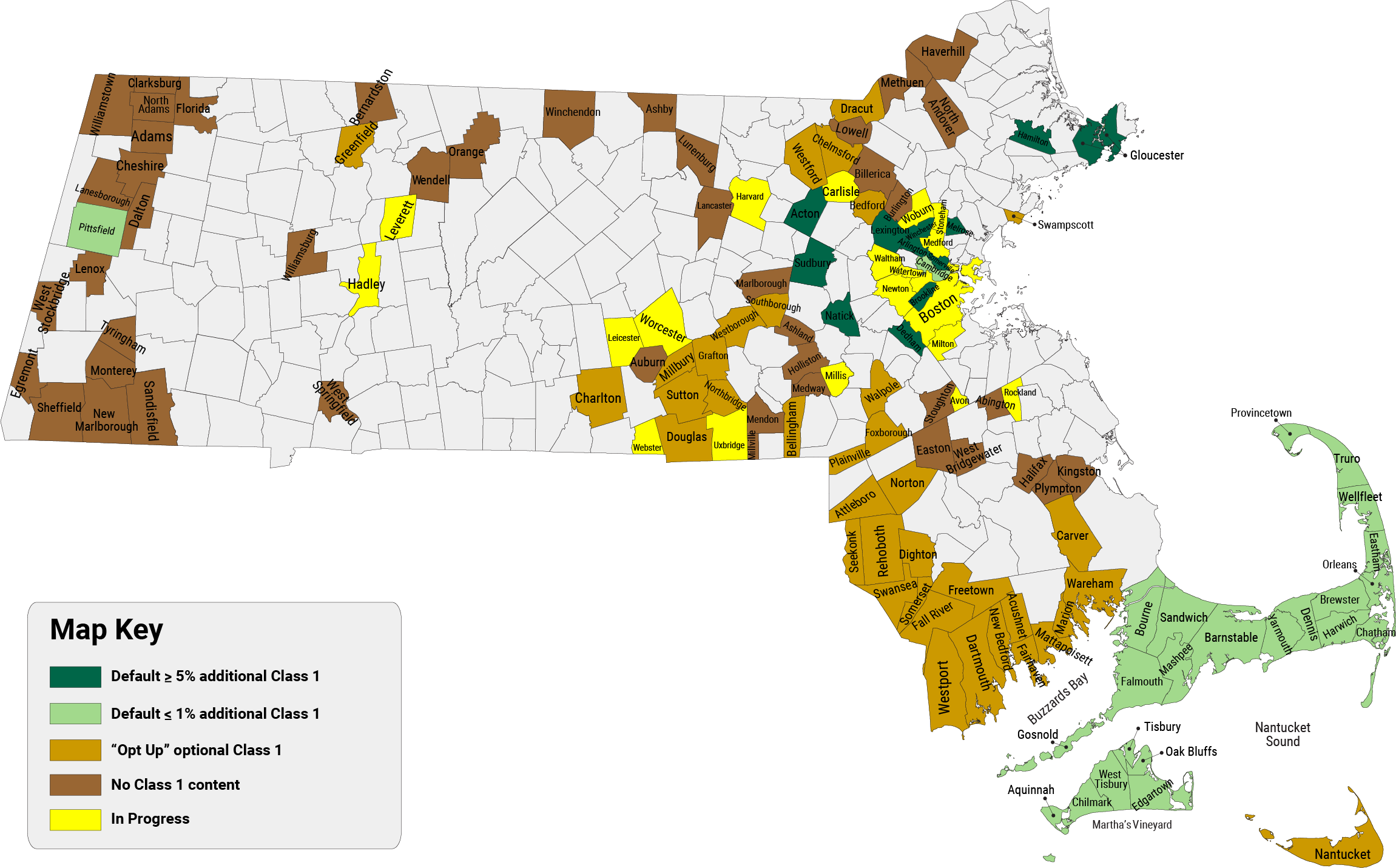 Massachusetts Map of Green Municipal Aggregation