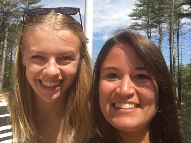 Two women smiling