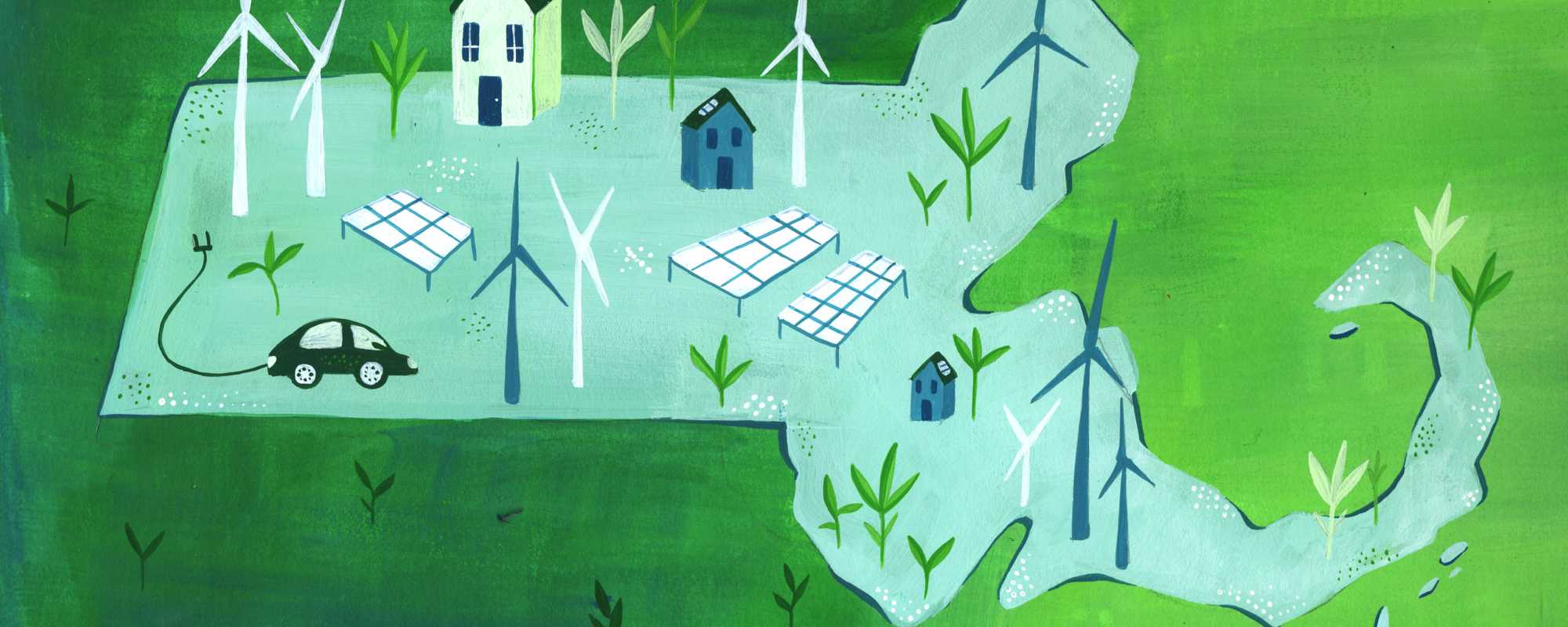 Massachusetts with renewable energy & clean homes, by Christine Rea