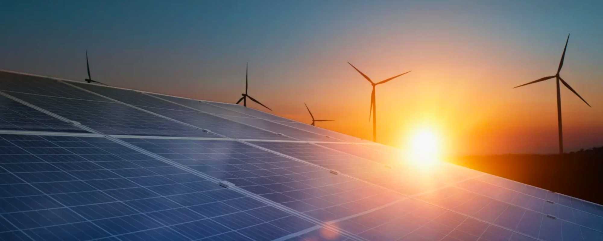 wind and solar energy during sunset